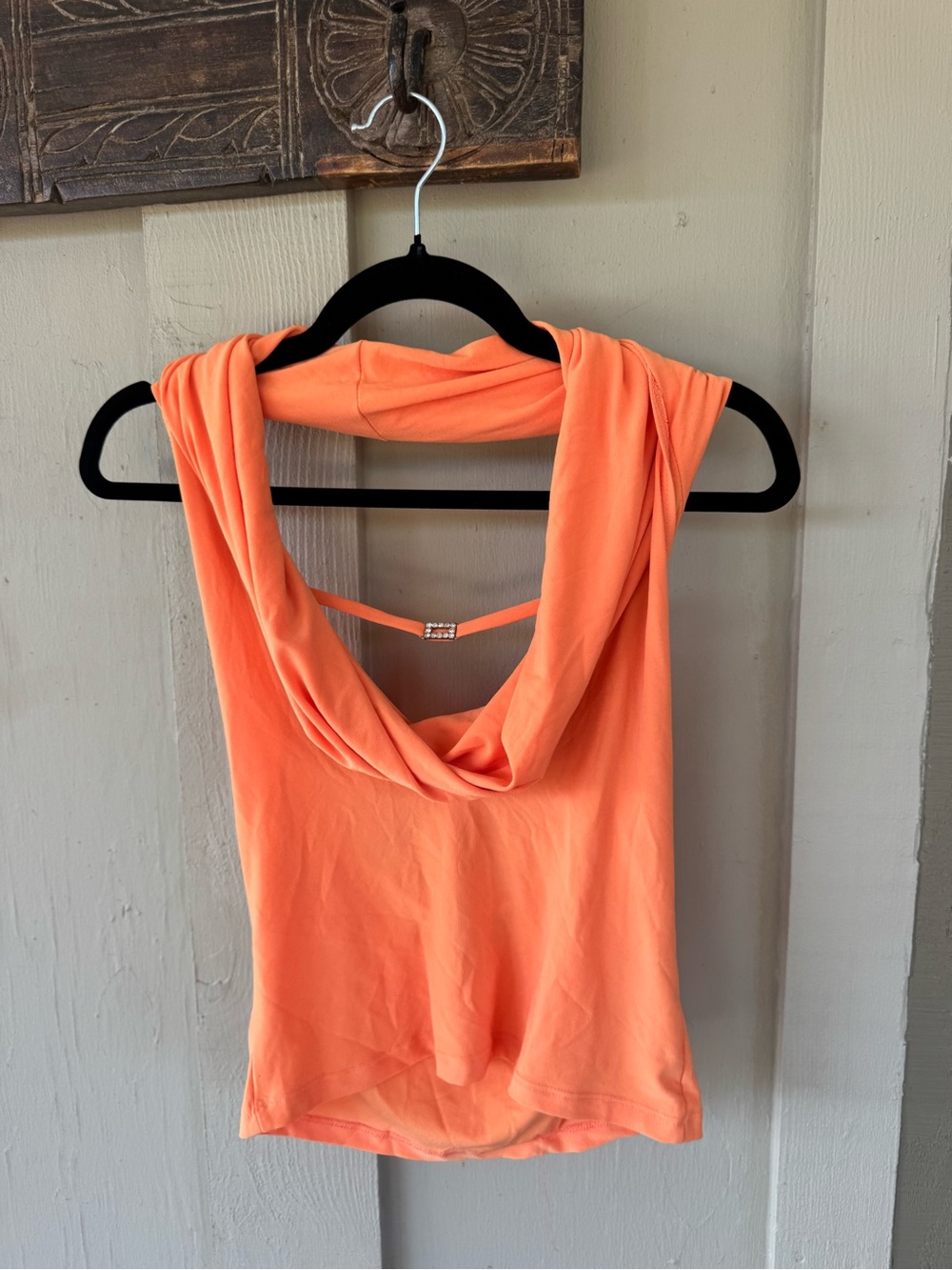 Women’s Sleeveless Draped Tank Top - Coral Orange